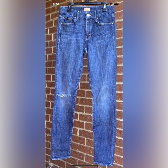 Mother Blue Jeans Looker Clean Sweep 26 (27)x29 Stretchy Skinny Ankle Distressed - Picture 2 of 16